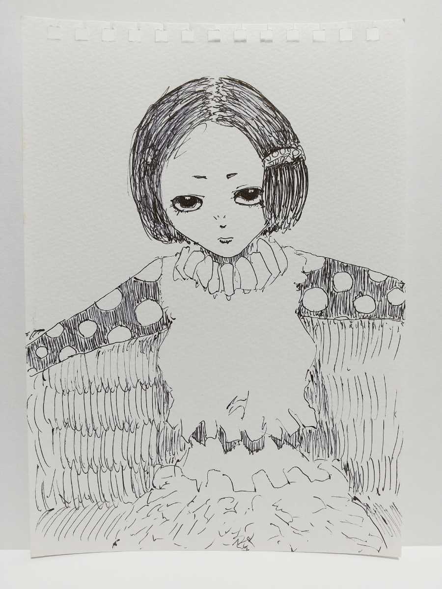 オリジナルイラスト 手描きイラスト ソファー 女の子 ハンドメイド 原画 モノクロ アナログ アート 白黒 自作 illustration art 絵, コミック, アニメグッズ, 手描きイラスト