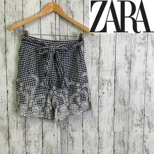 ZARA BASIC★ザラ ベーシック★パンツ ショート ショーパン ジップフライ チェック★サイズXS　10-159