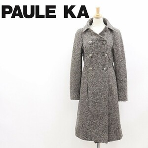 ◆PAULE KA ポールカ ミックスツイード ウール ダブル コート 36