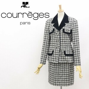 ◆ Courreges Crager смешанный твидовый кнопка для дизайна и настройка костюма для юбки 9
