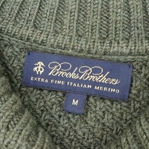 ◆BROOKS BROTHERS ブルックスブラザーズ ウール 胡桃釦 ショールカラー ニット セーター モスグリーン M_画像4