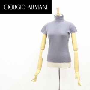 黒ラベル◆GIORGIO ARMANI ジョルジオアルマーニ ハイネック 半袖 ニット セーター グレー 46