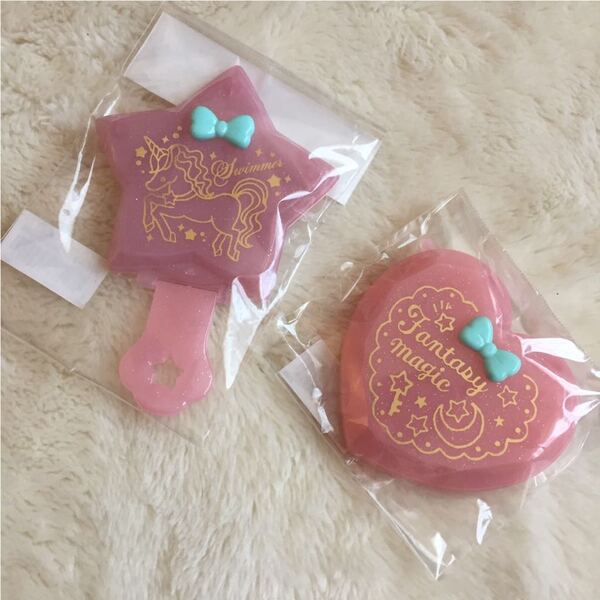 送料込★SWIMMER★スイマー★プチダイヤモンドコーム&ミラー ムーン ユニコーン ピンク しくとミラー ゆめかわいい プレゼントに最適 R36