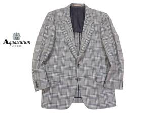 アクアスキュータム Aquascutum リネンブレンド チェック ジャケット 94-84-165 94AB4 M-L相当