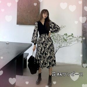 【SALE・新品】ワンピース 青 L 花柄 マキシ丈ワンピース L