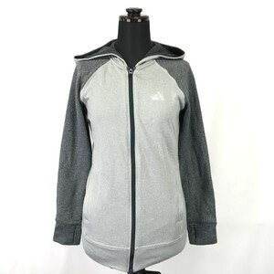 adidas★指穴/裏地フリースもこもこ/長袖パーカー【women’s size -S/グレー/gray】Jumpers◆BH88