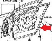 【新品 トヨタ純正】アリスト 16系 / JZS160 / JZS161 フロントドア ウェザーストリップ / 運転席側 / 右側 / RD　　T-038