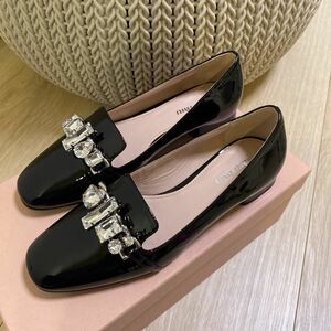 miumiu MiuMiu 5S426B crystal biju- equipment ornament Loafer shoes 35 lady's 