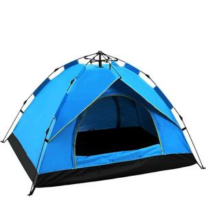ワンタッチテント 3〜4人用 ブルー UVカット 防水防風 キャンプ 設営簡単