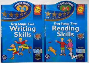 英語ドリル2冊セット「Key Stage Two　Reading Skills(age7～8)/Writing Skills(age8-9)」シール未使用/解答あり/書き込みなし/英語