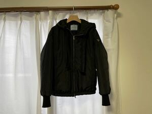  Prada cotton inside hood jacket 42 black PARKA