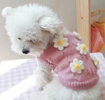 犬服 冬 おしゃれ かわいい あたたかい 犬 ニット セーター 小型犬 犬の服 花柄_画像3