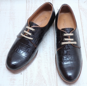 ak0167/未使用品 The Old Curiosity Shop 0930 CROCO レザーシューズ オールドキュリオシティ ショップ クロコ 38