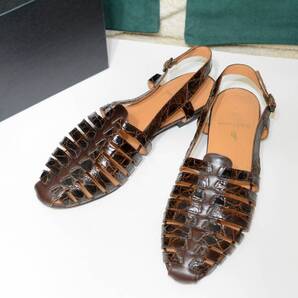 極上 リアルクロコダイル ラルフローレン サンダル グルカサンダル レザー ブラウン 茶 ワニ革 クロコ革 美品 正規品 本物