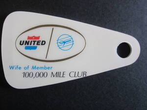  United Airlines #100,000 Mile Club#UNITED AIRLINES# my re-ji Club #1960's# Vintage bageji tag 