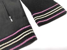 大人気サイズ L(3) 美品 バーバリーブラックレーベル ピンクホース刺繍 襟・袖口・裾バーバリーボーダー柄 ジップアップ ニットジャケット_画像5