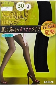 ☆グンゼ　SABRINA　ヒートトップ　30デニール　Ｍ－Lサイズ　黒　２足組　新品☆