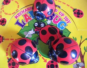 that time thing ** LADY BUG MECHANICALzen my mileage rotation times 9 pcs!! tent umsiYONE made in Japan tin plate insect ladybug ** unused dead stock goods 