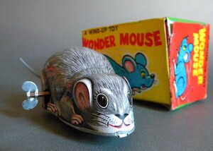 当時物 ★★WONDER MOUSE 走行ネズミ 作動良好 !! SLOW-QUICK 鼠 ブリキ日本製YONE ヨネヤ 動物「定形外 LP可」★★未使用 デッドストック1