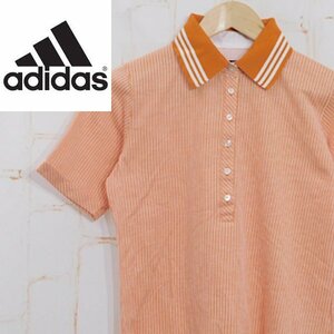 アディダスadidas■半袖 ゴルフウェア　ポロシャツ■Mサイズ■オレンジ系　レディース　※1d23148