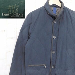 ヘンリーコットンHenry Cottons■キルティングダウンジャケット■46■ダークグレー　ハーフコート　メンズ　古着　※0127038