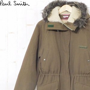 ポールスミスジーンズPaul Smith JEANS■フェイクファーフード付き ウールジャケット ジップジャケット■42■茶系　ハーフコート※2o31355