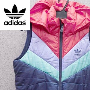 アディダスadidas■インサレーション フーデットベスト■M■マルチカラー　旧ロゴ　三つ葉アディダス※0212017