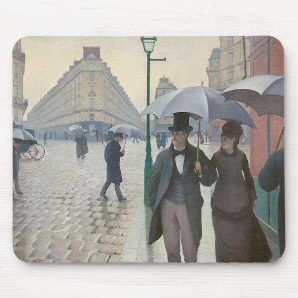 ギュスターヴ・カイユボット『 パリの通り、雨 』のマウスパッド：フォトパッド （世界の名画シリーズ）