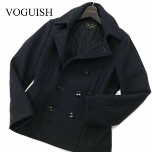 VANQUISH ヴァンキッシュ 秋冬 メルトンウール★ 中綿 スリム ショート丈 Pコート Sz.M　メンズ グレー　C2T12846_C#N