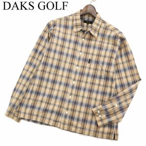 DAKS GOLF ダックス ゴルフ 通年 長袖 胸ロゴ チェック★ シャツ Sz.M　メンズ 日本製　C2T13024_C#C