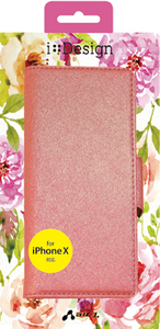 エアージェイ｜air-J　iPhone X用　XS用　手帳型 book型シャイニー素材ケース　ピンク　ACP8SHYPK