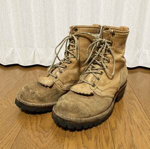 [90 -е годы Wesco] Old Logo 1998 Jobmaster Job Master Raffouout x Smooth Leather Work Boots 6.5D BEIGE WESCO