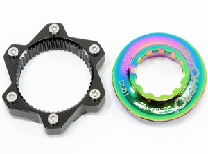 [ immediate payment ][ light weight 26g]MicrOHERO CNC 6 hole rotor / center lock type rotor disk brake rotor conversion adaptor DS01 rainbow color 