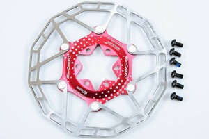 【即納】【超軽量82g】【MTB/ROAD 両用】MicrOHERO 2ピース F5 フローティングディスク ローター　160mmサイズ　1枚　レッド