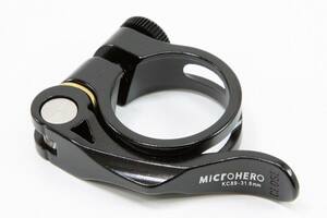 【即納】MicrOHERO　軽量42ｇ　アルミ合金　CNC　クイックリリース式　シートクランプ　KC89　Φ31.8mm　黒　ステンレス製ボルト