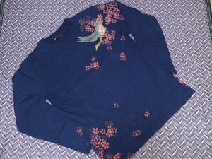 ♪CROPPED HEADS(クロップドヘッズ) 月に雁・長袖Ｔシャツ◆カラー：NAVY(ネイビー)◆SIZE：L 未使用(ラスト１点物)