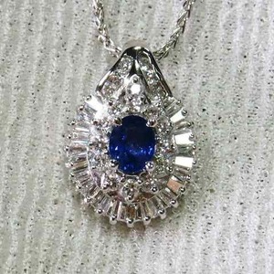[ price cut negotiations is from the question column ] beautiful refreshing . blue sapphire top *... brilliancy * platinum made pendant necklace *
