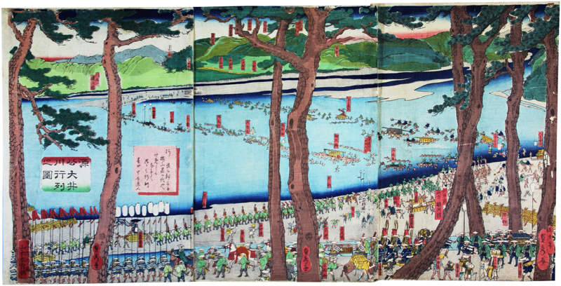 錦絵 源公大井川行列之図, 絵画, 浮世絵, 版画, その他