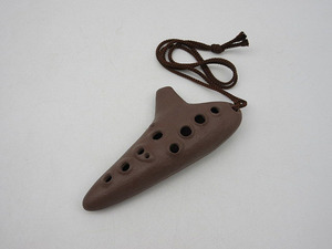 *sz0303 ceramics made ocarina Brown 13 hole cord through . attaching pipe musical instruments tea color antique collection free shipping *