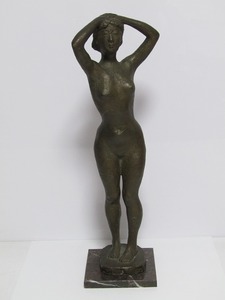 m08-7003[TOM] 千野茂 ブロンズ 彫刻 「爽」高さ52cm 重さ5.7kg 刻銘「千」置物 オブジェ 裸婦
