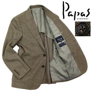 【S2536】【新品同様】【シルク混】Papas+ PLUS パパスプラス テーラードジャケット ウールジャケット 千鳥格子 サイズS