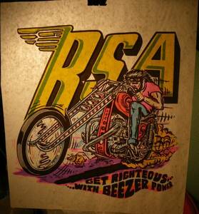  Vintage iron print . transcription BSA bike Roach