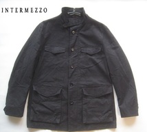 美品!!インターメッツォ INTERMEZZO*立ち襟ストレッチコットンミリタリーZIPジャケット M 黒 ブラック ダーバン D'URBAN_画像1