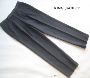  прекрасный товар сделано в Японии!! кольцо ja Kett RING JACKET* полоса рисунок шерсть 5 карман брюки * слаксы 50 полный размер L серый 