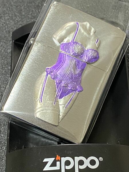 zippo セクシーガール 立体メタル 紫 希少モデル 2012年製 シルバーインナー 2011年製