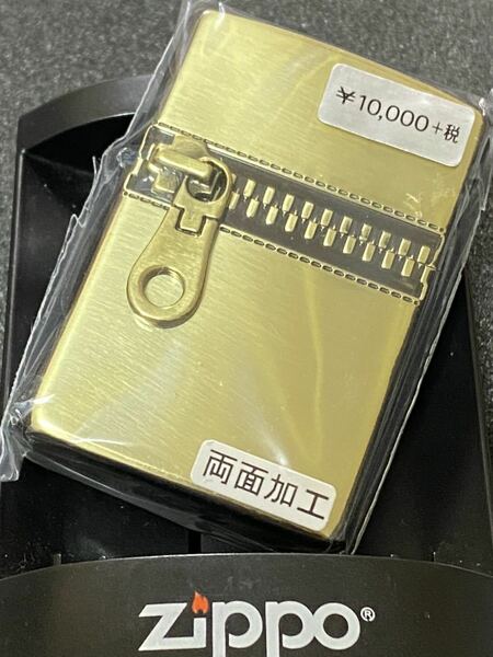 zippo ゴールド ジッパー 立体メタル 4面ブラック 希少モデル 2016年製