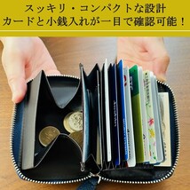 コインケース付き カードケース ミニ財布 ミニウォレット スキミング防止 じゃばら 大容量 シンプル オシャレ ネイビー 紺_画像3