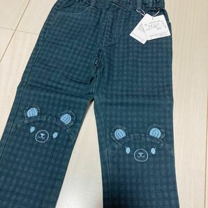 新品　メゾピアノ 130cm パンツ　長ズボン　クマ　チェック　ハートポケット　キッズ　女の子　レギンス　スパッツ