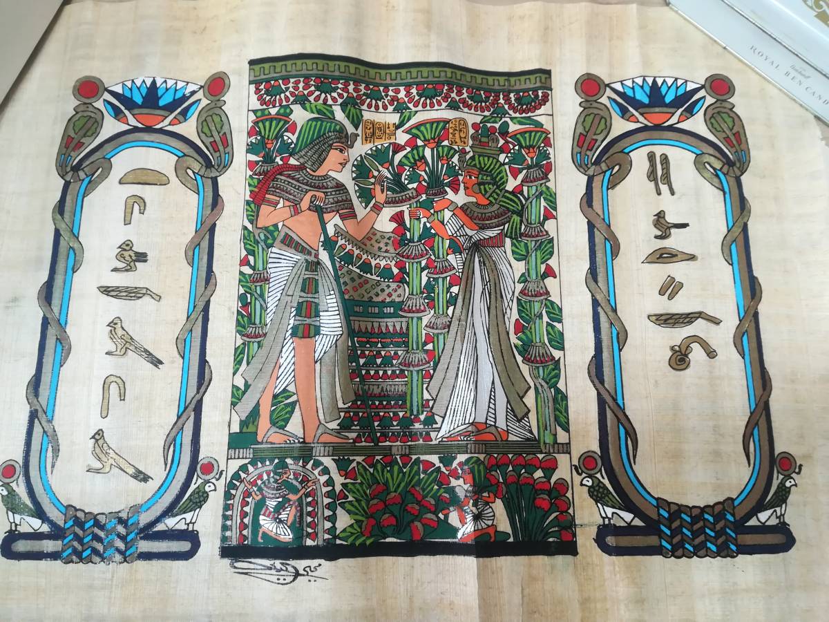 ★Egyptian souvenir★Papyrus paintings from ancient Egypt with storage tube and explanation, Artwork, Painting, others