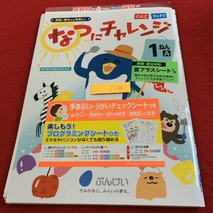 Z7-506 なつにチャレンジ こくご さんすう 1年生 ドリル 計算 テスト プリント 予習 復習 国語 算数 理科 社会 家庭学習 非売品 文溪堂